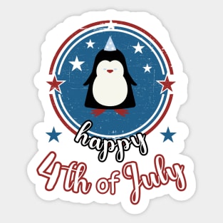 Happy 4th of July Cute Penguin Sticker